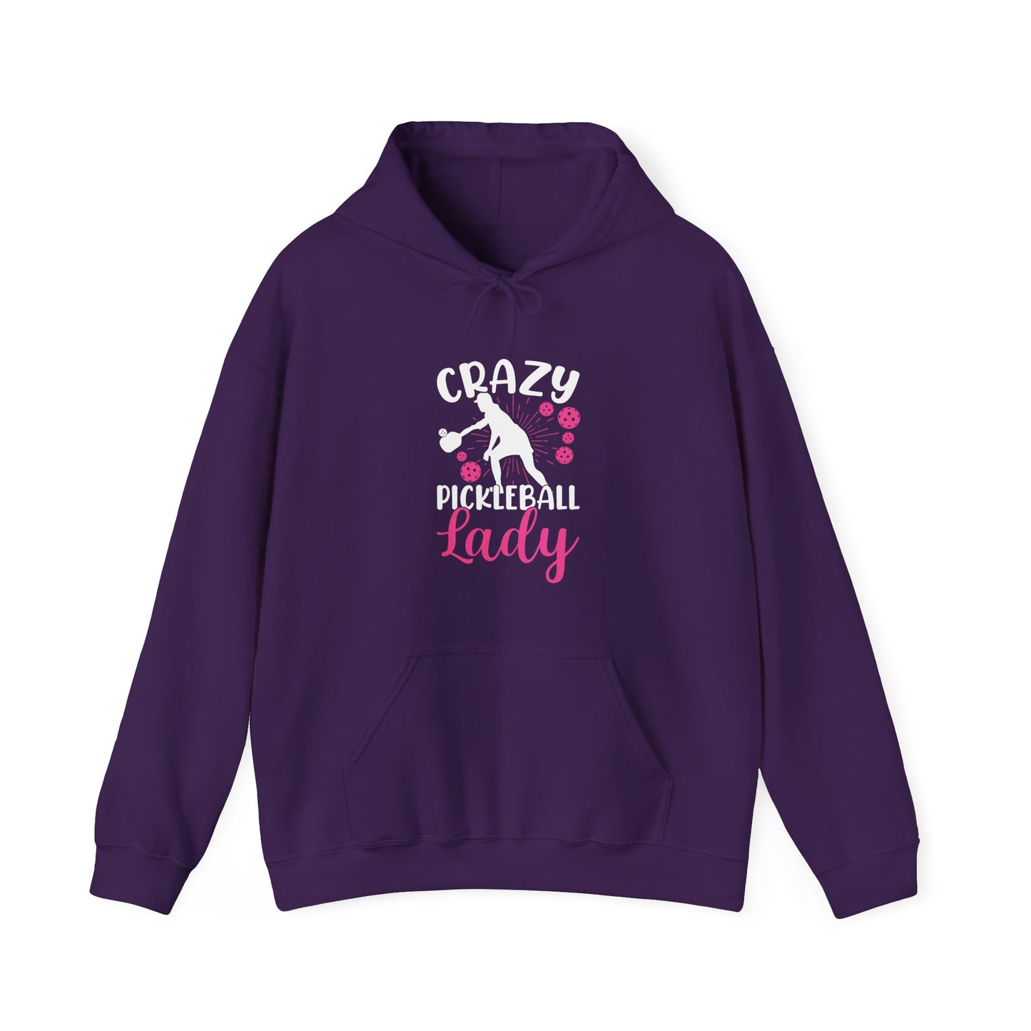 Women's Stylish Pickleball Hoodie - Crazy Pickleball Lady Purple