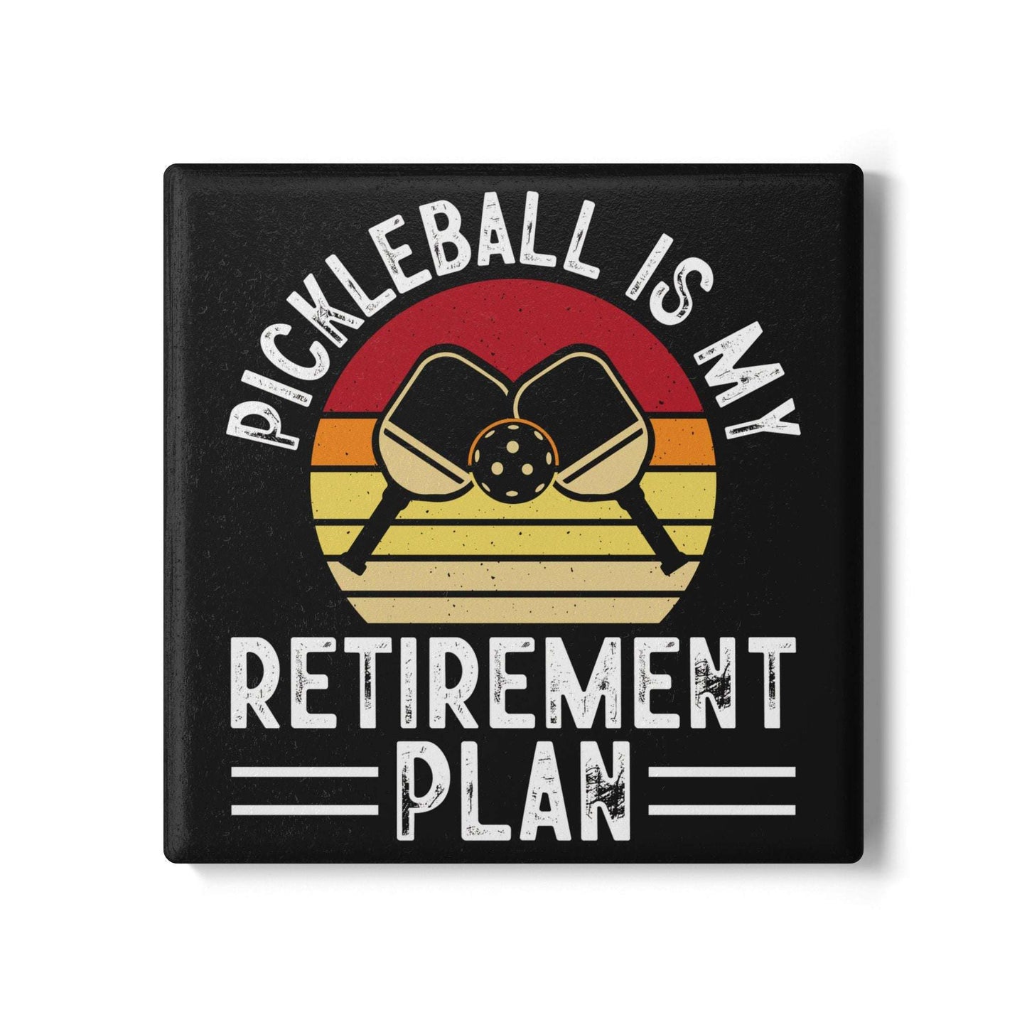 Pickleball Cool Ceramic Coaster - Pickleball Is My Retirement Plan Black