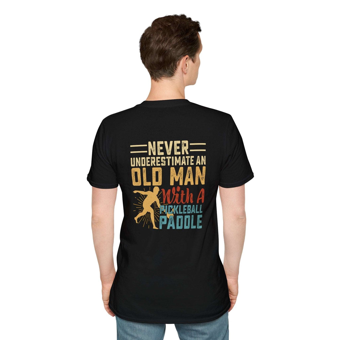 Men's Funny Pickleball T-shirt - Never Underestimate an Old Man
