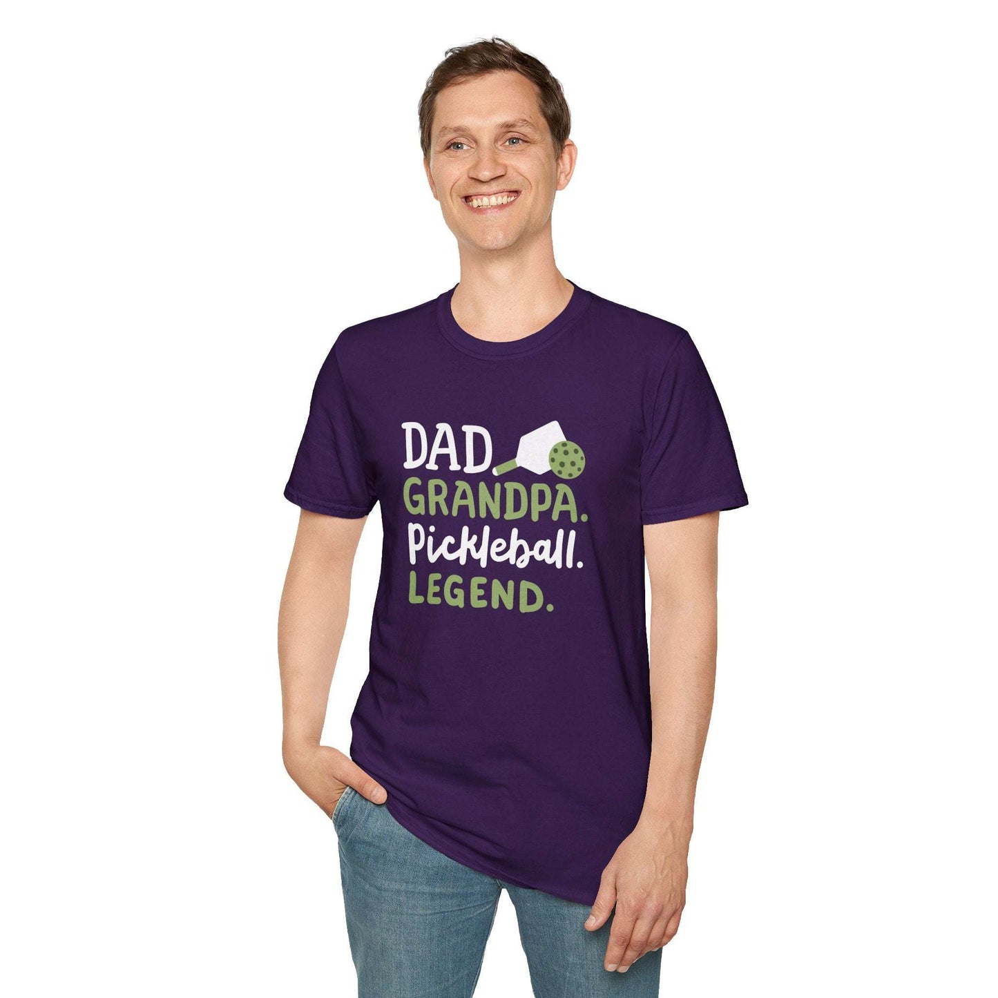Men's Durable Pickleball T-shirt - Dad Grandpa Pickleball Legend