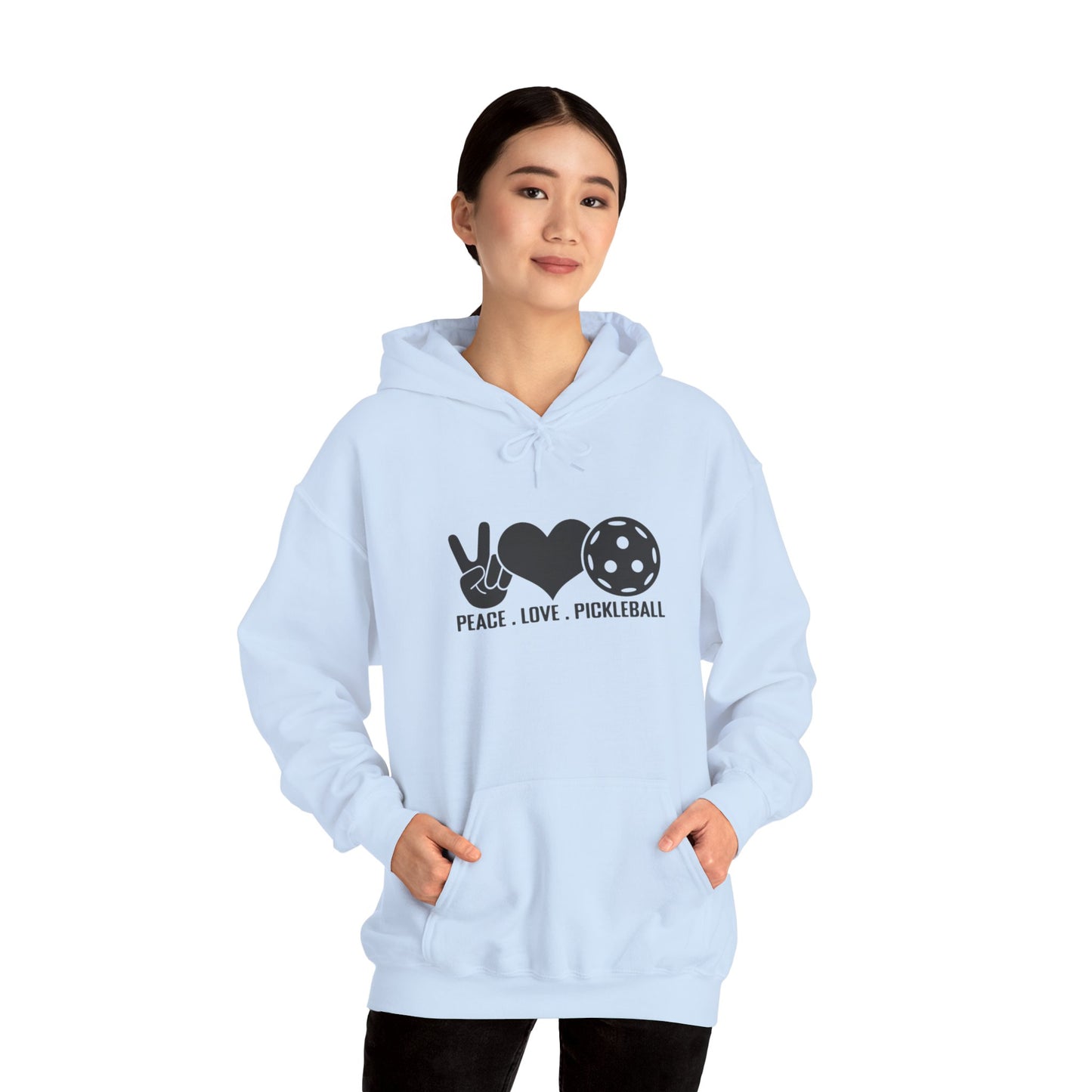 Women's Comfy Pickleball Hoodie - Peace, Love, Pickleball