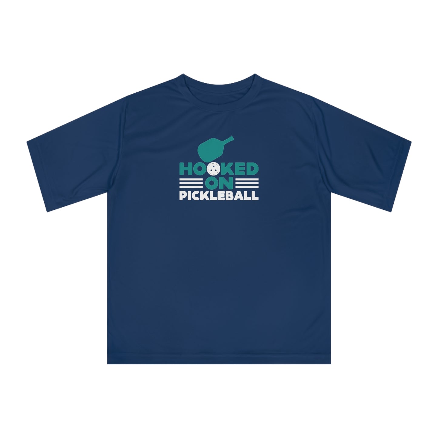 Women's Sporty Pickleball T-shirt - Hooked on Pickleball Navy