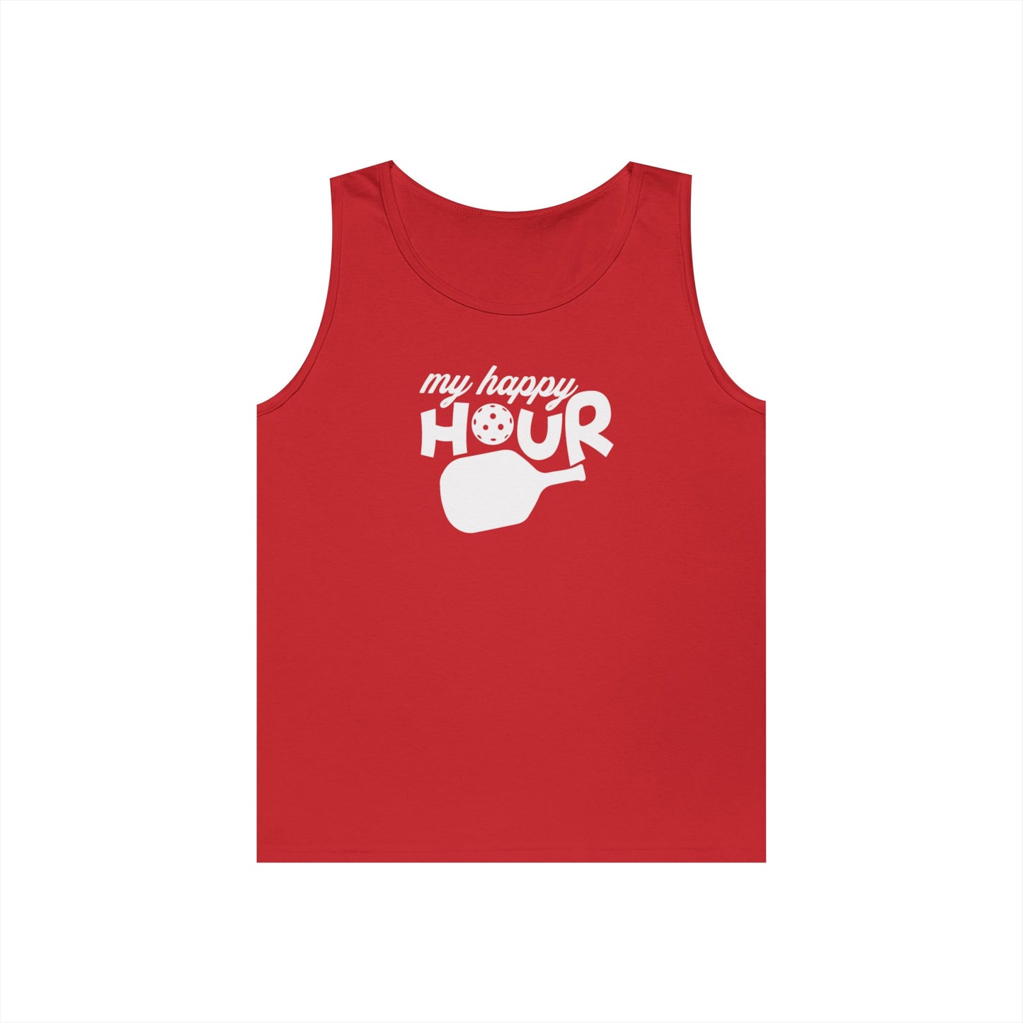 Men's Durable Pickleball Tank Top - My Happy Hour Red