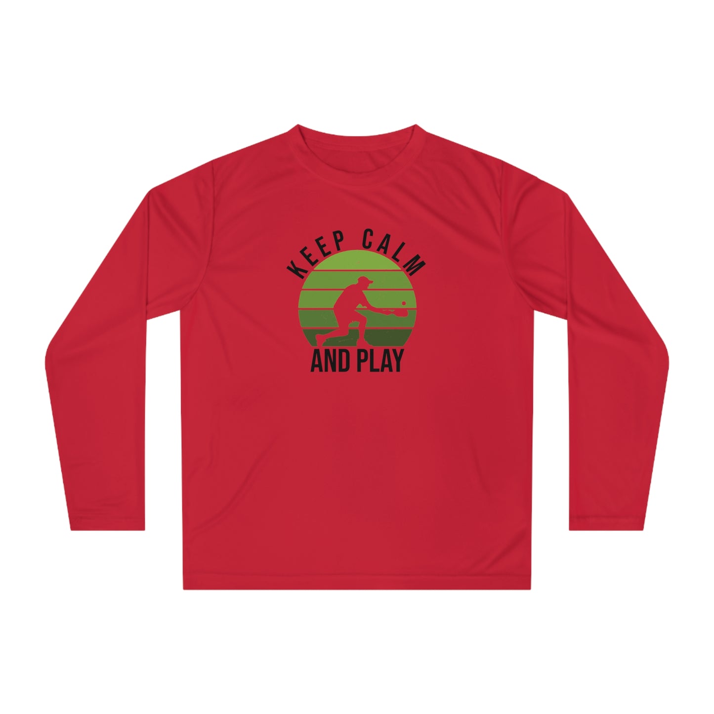Men's Energetic Pickleball Long Sleeves top - Keep Calm and Play Red