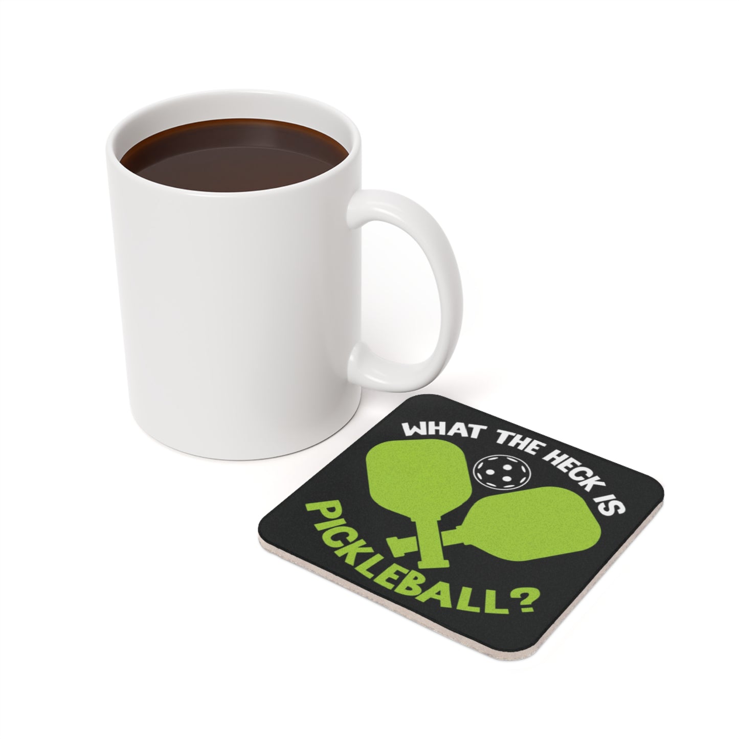 Pickleball Funny Cork Coaster - What the Heck Is Pickleball?