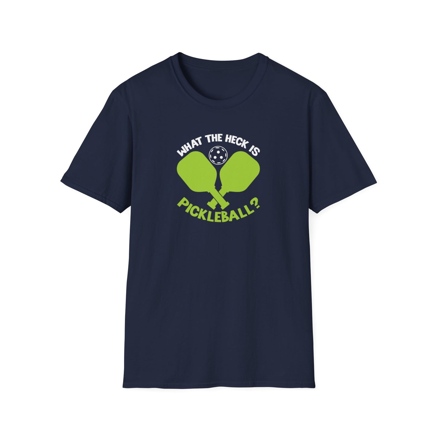 Men's Funny Pickleball T-shirt - What the Heck Is Pickleball? Navy
