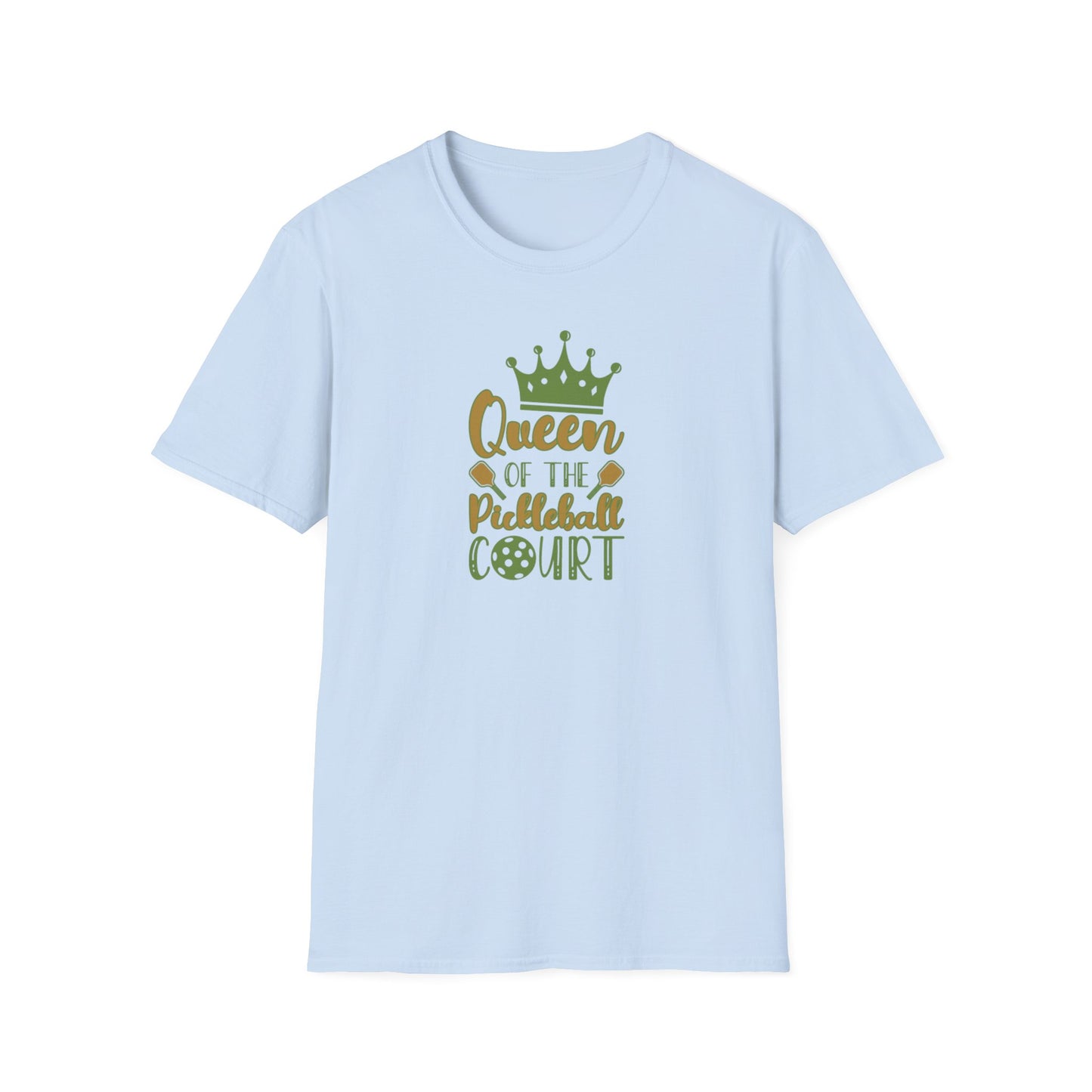 Women's Stylish Pickleball T-shirt - Queen of the Pickleball Court Blue