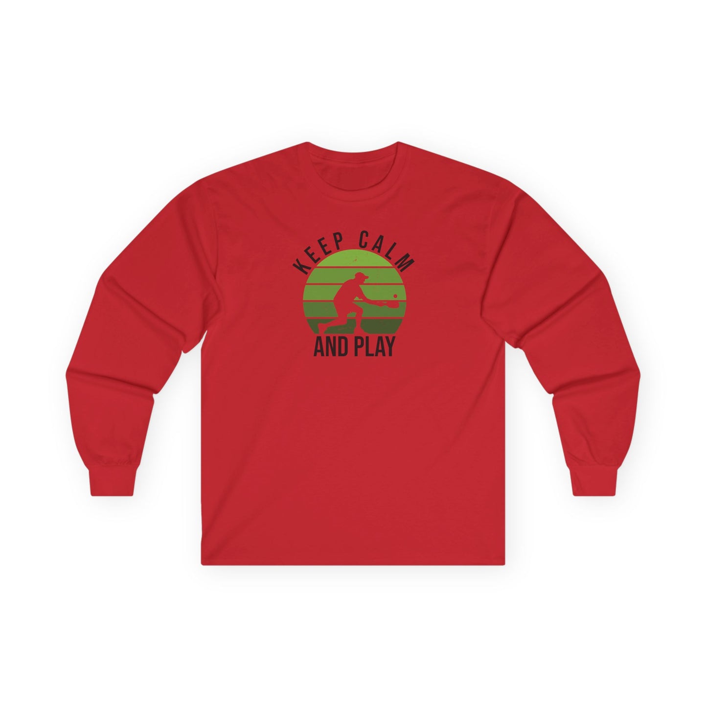Men's Soft Pickleball Long Sleeves top - Keep Calm and Play Red