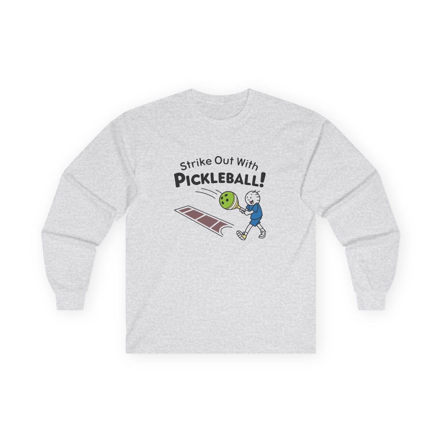Men's Fun Pickleball Long Sleeves top - Strike Out with Pickleball Grey