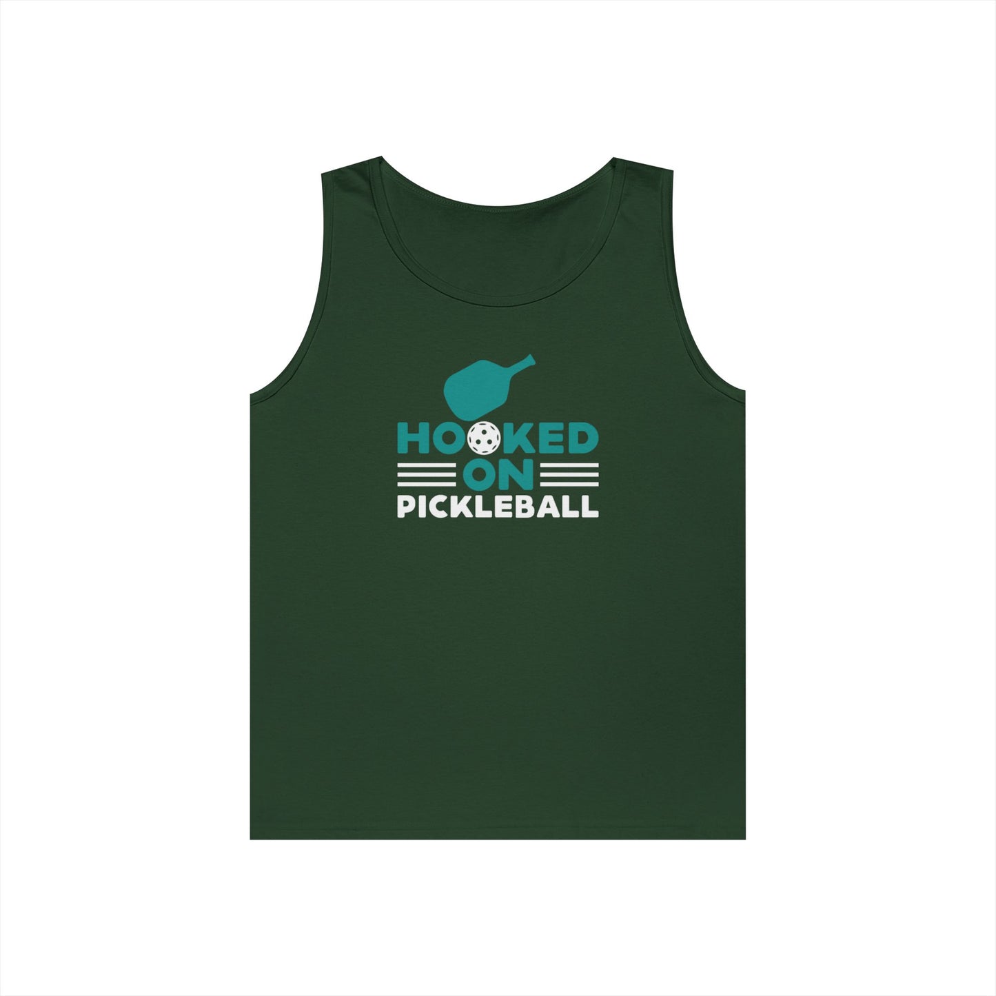 Men's Durable Pickleball Tank Top - Hooked on Pickleball Green