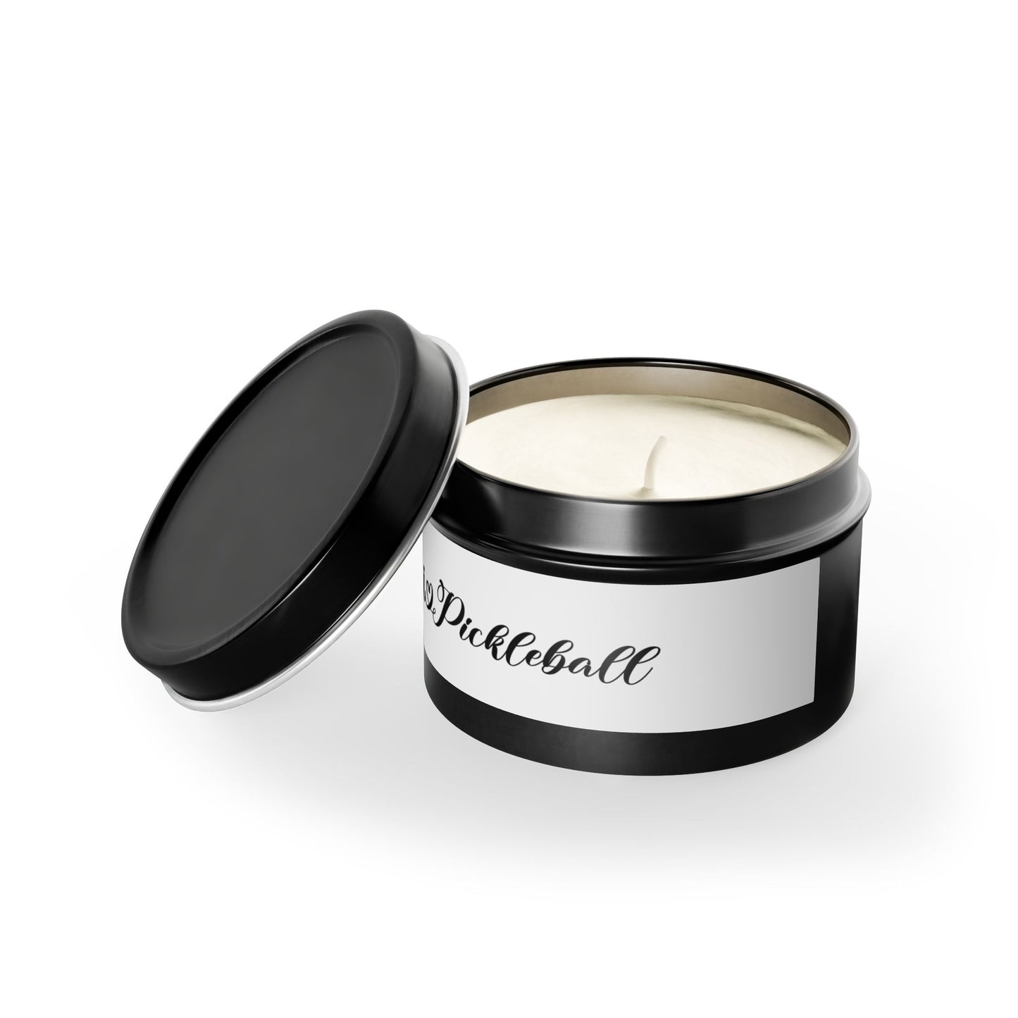 Pickleball Stylish Tin Can Candle - I Heart Pickleball Black