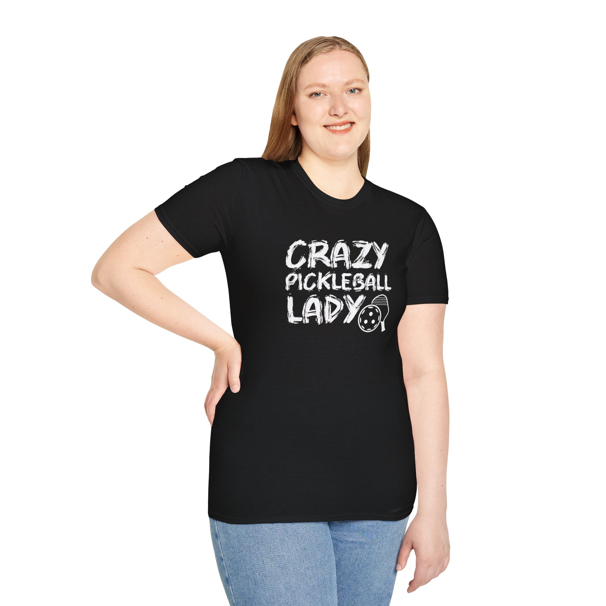 Women's Unique Pickleball T-shirt - Crazy Pickleball Lady
