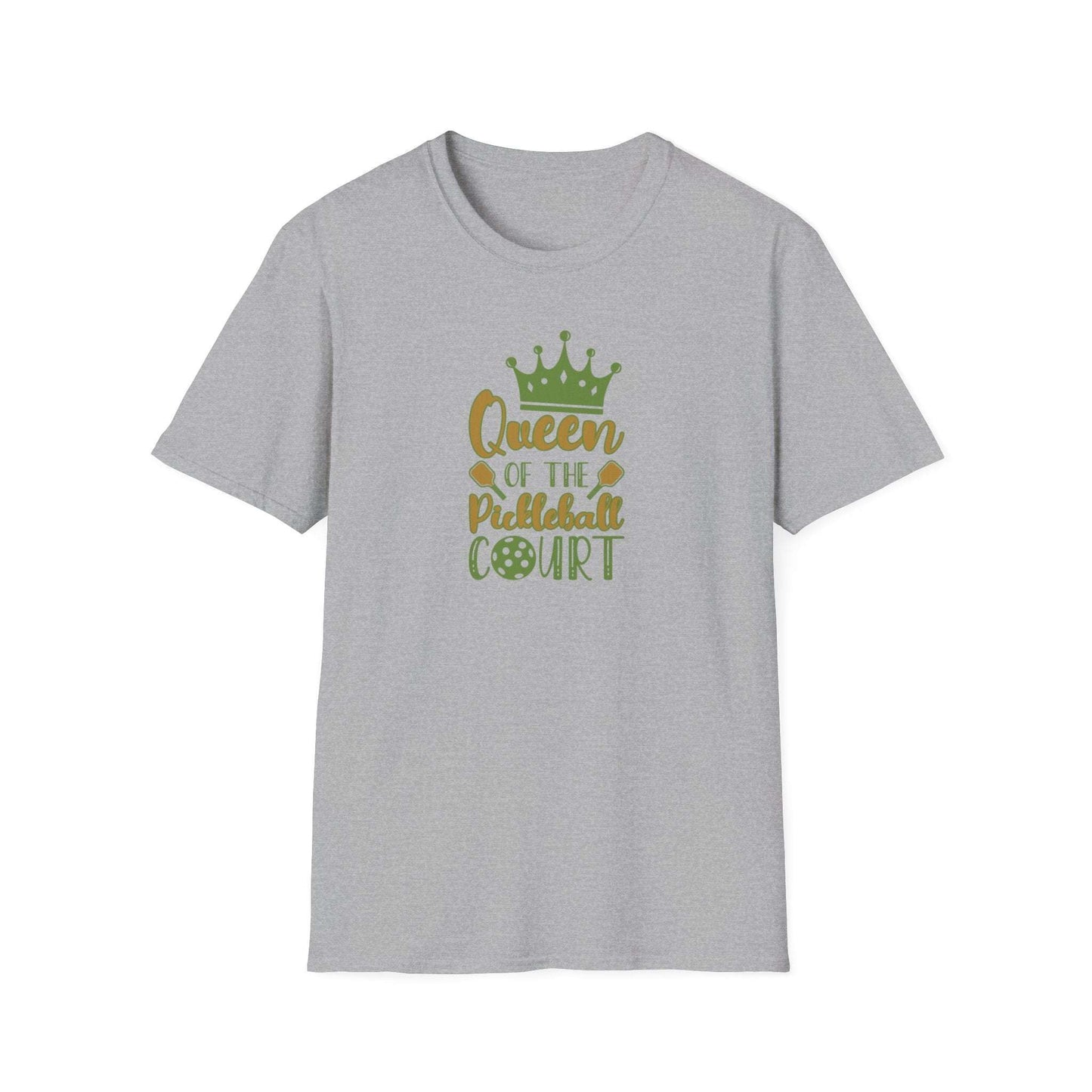 Women's Stylish Pickleball T-shirt - Queen of the Pickleball Court Gray