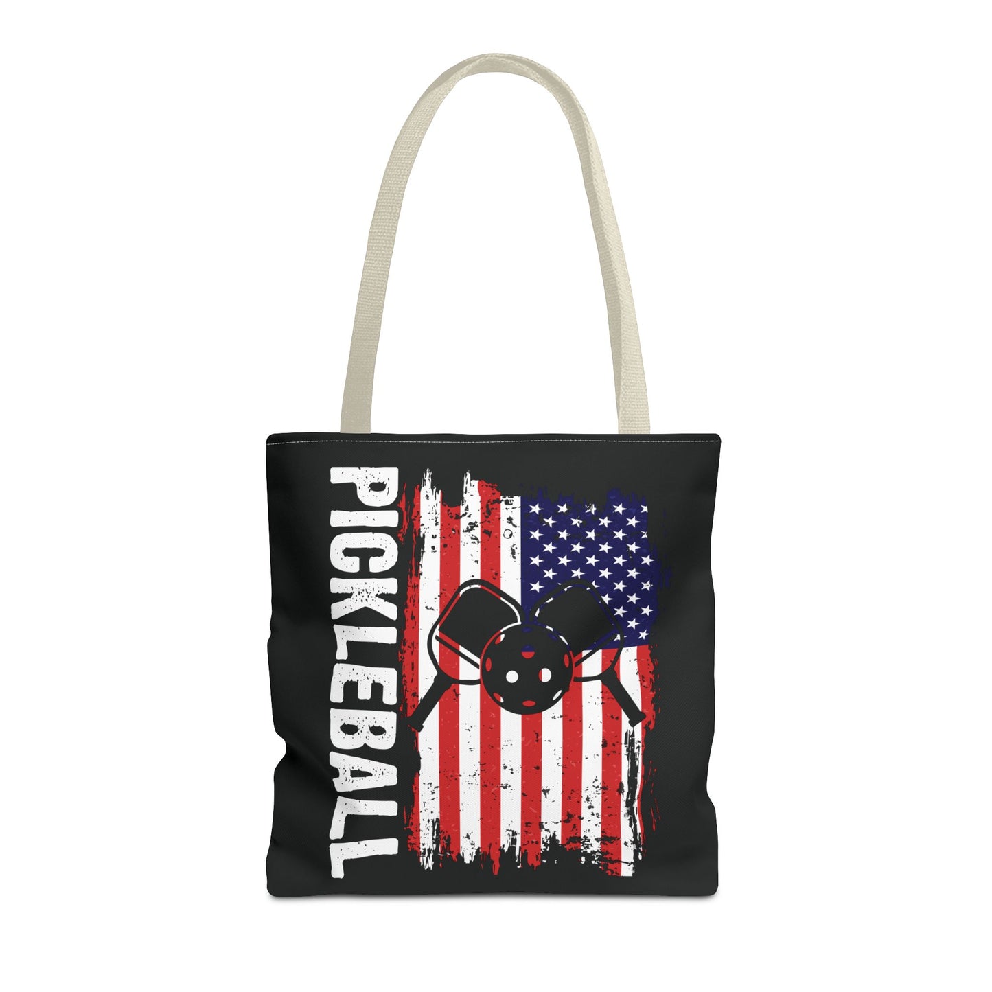 Pickleball Durable Tote Bag - Pickleball with American Flag