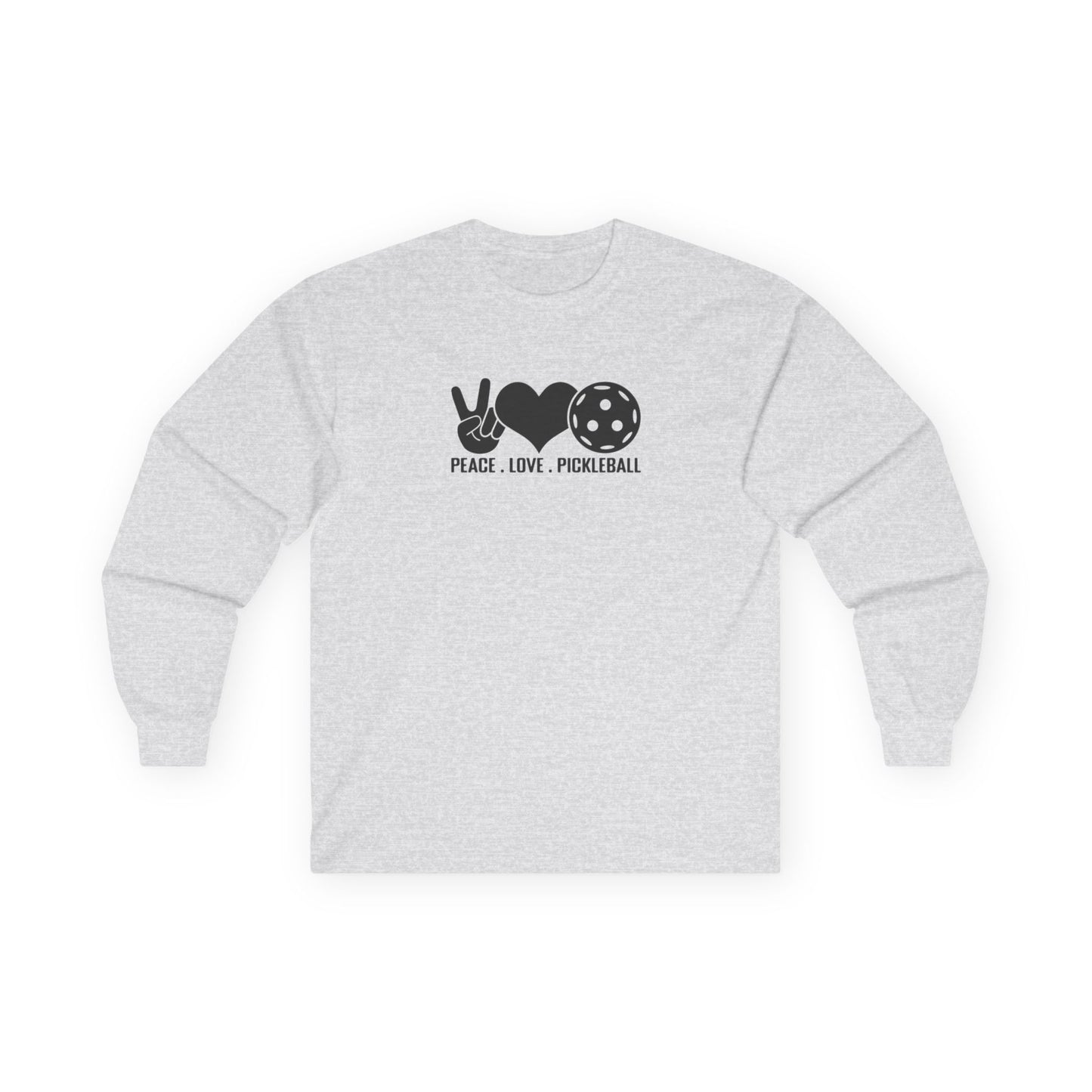 Women's Stylish Pickleball Long Sleeves top - Peace, Love, Pickleball Gray