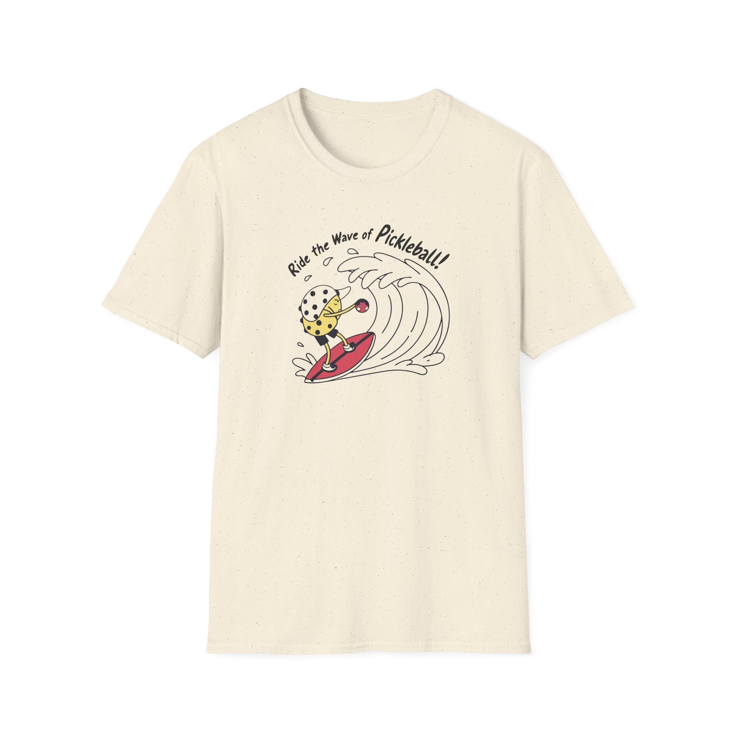 Men's Comfy Pickleball T-shirt - Ride the Wave of Pickleball Beige
