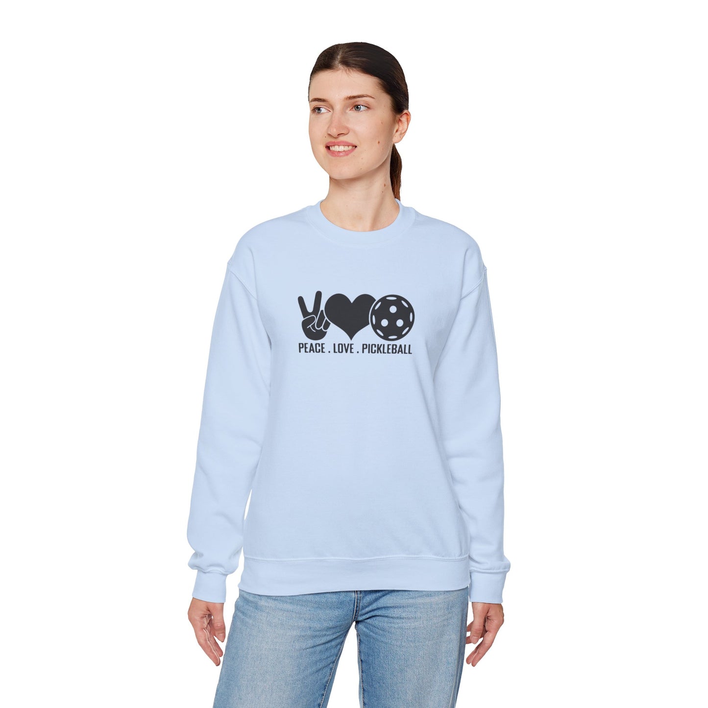 Women's Comfy Pickleball Sweatshirt - Peace, Love, Pickleball