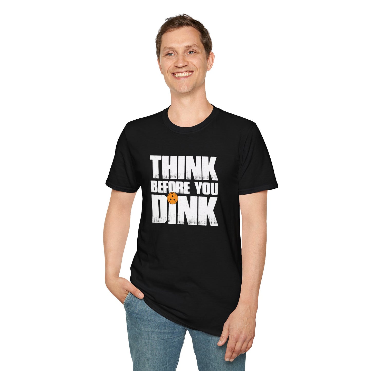 Men's Soft Pickleball T-shirt - Think Before You Dink