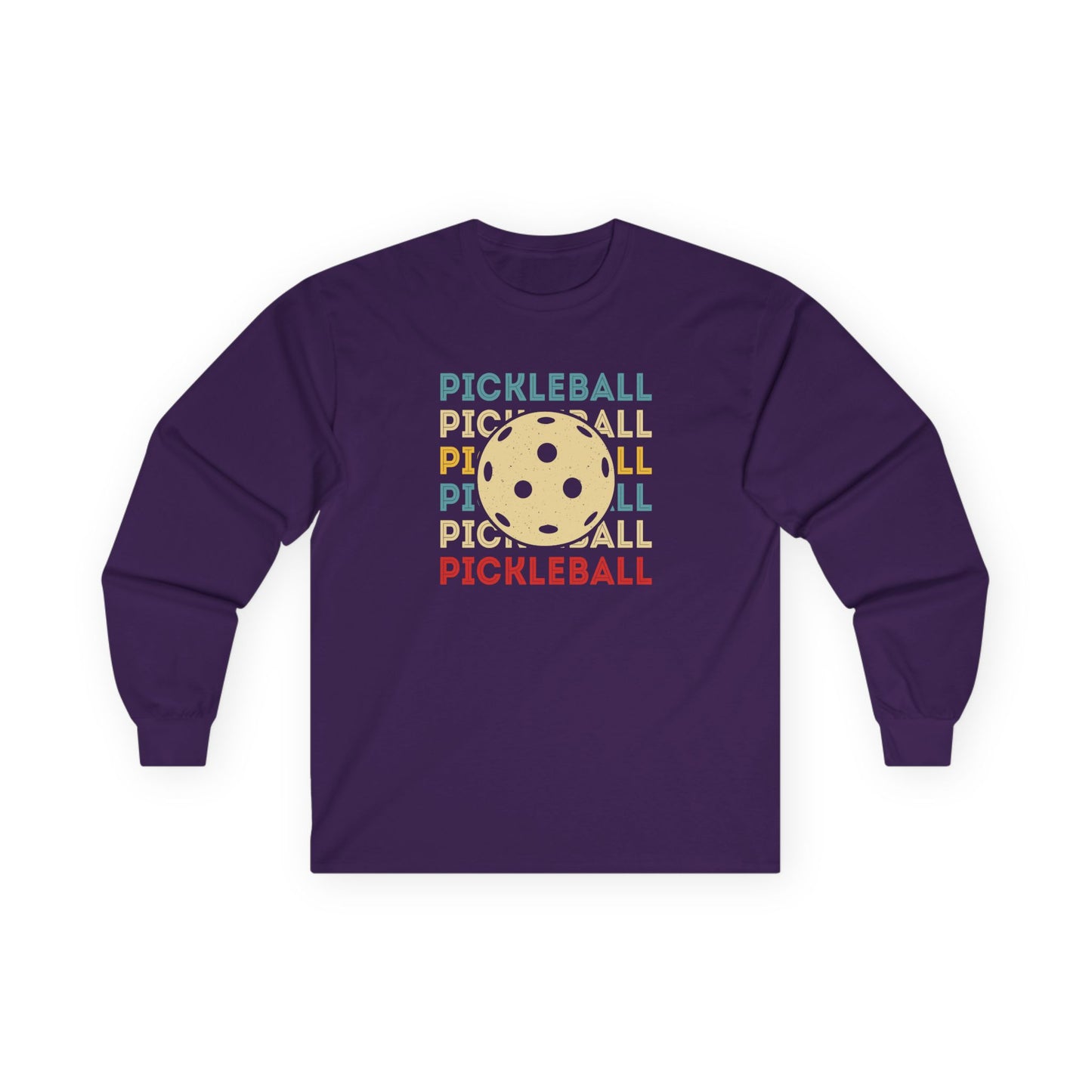 Men's Quirky Pickleball Long Sleeves top - Pickleball and Ball Purple