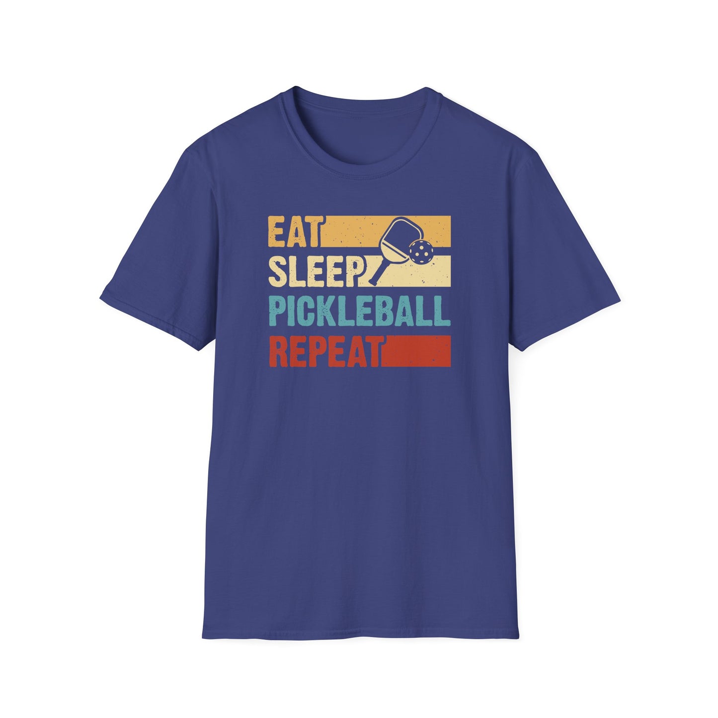 Women's Funny Pickleball T-Shirt - Eat Sleep Pickleball Repeat Retro Blue