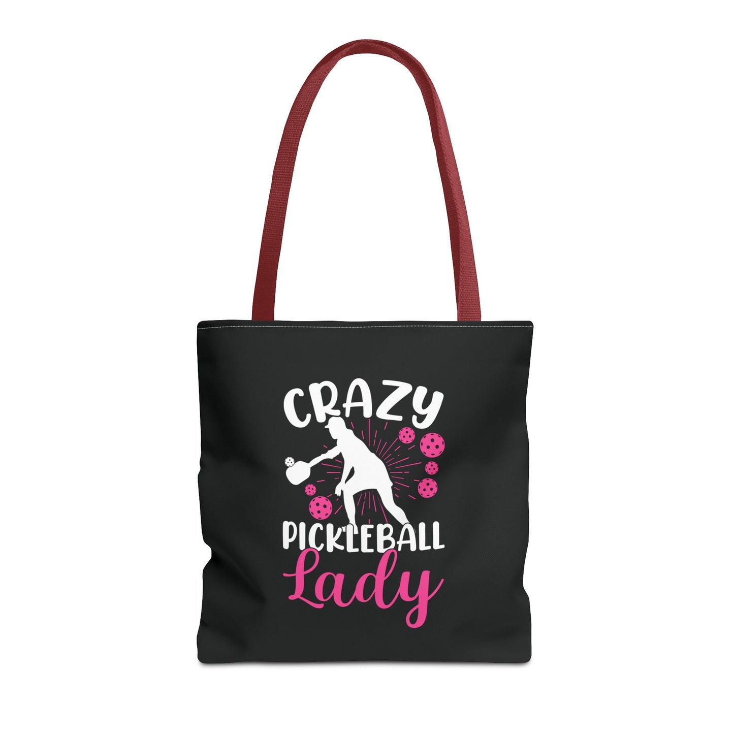 Pickleball Funny Tote Bag - Crazy Pickleball Lady Red