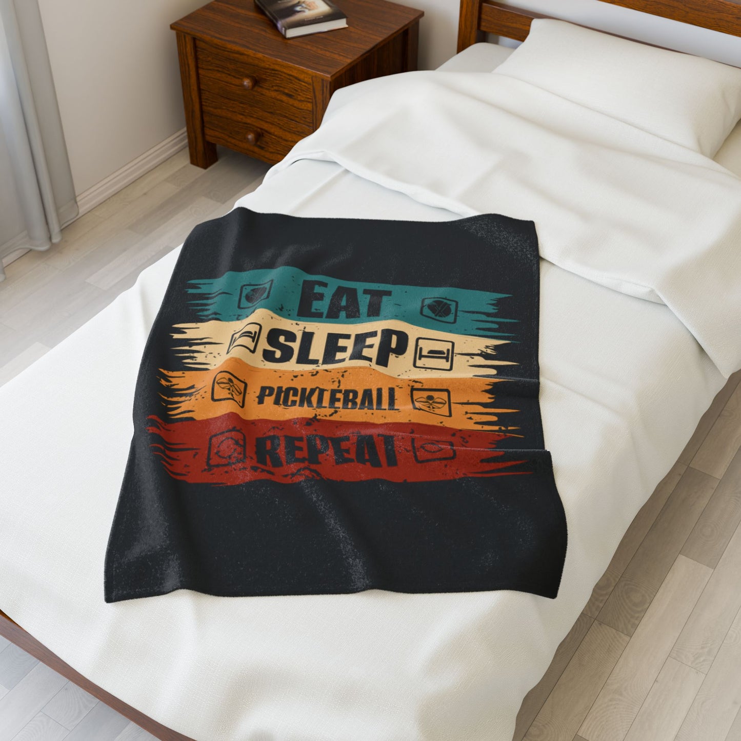 Pickleball Stylish Blanket - Eat Sleep Pickleball Repeat Retro
