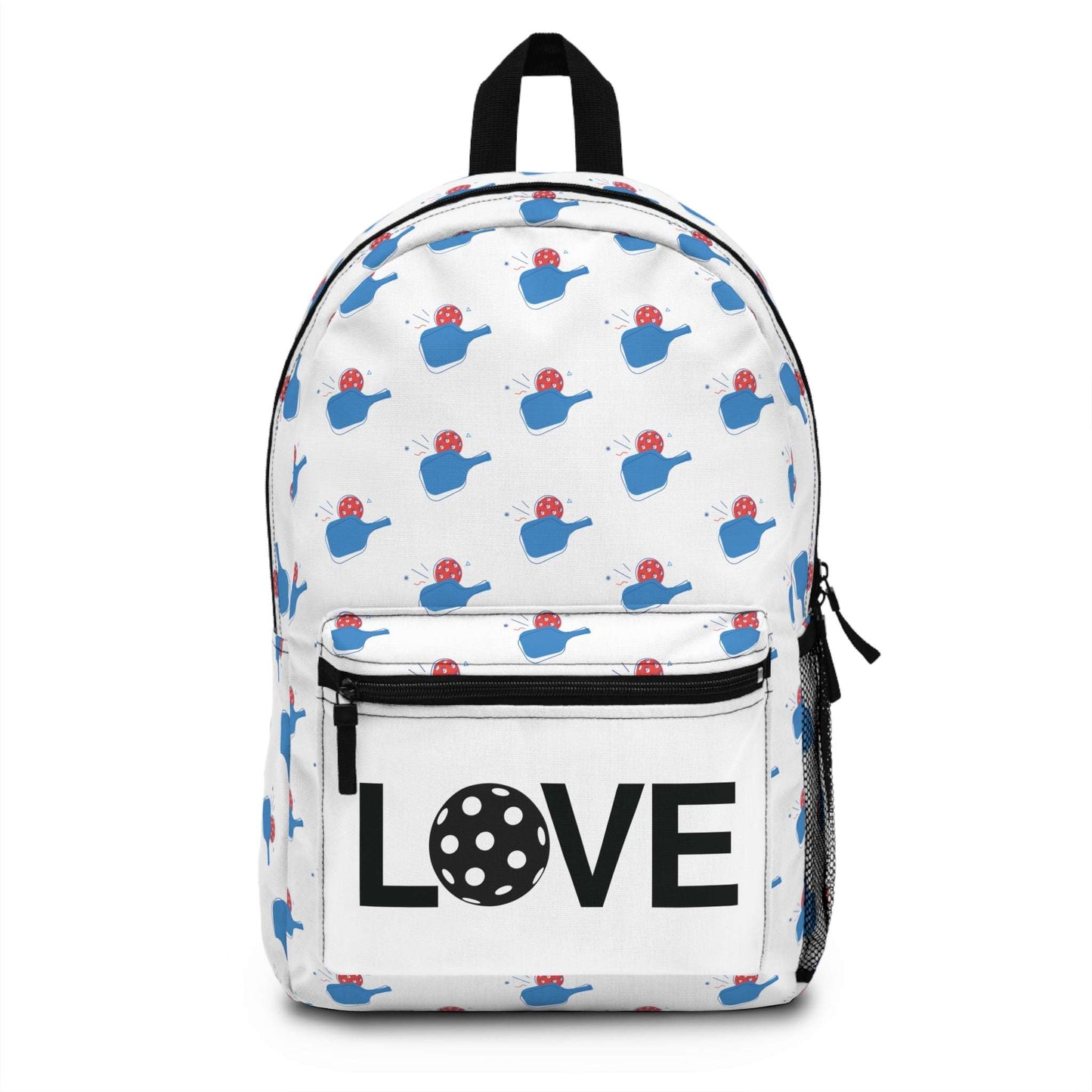 Pickleball Fun Backpack - Paddle and Ball Pattern White