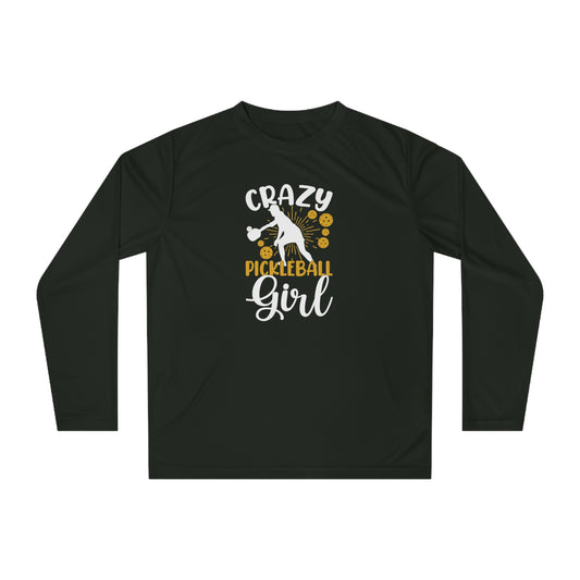 Women's Durable Pickleball Long Sleeves top - Crazy Pickleball Girl Black