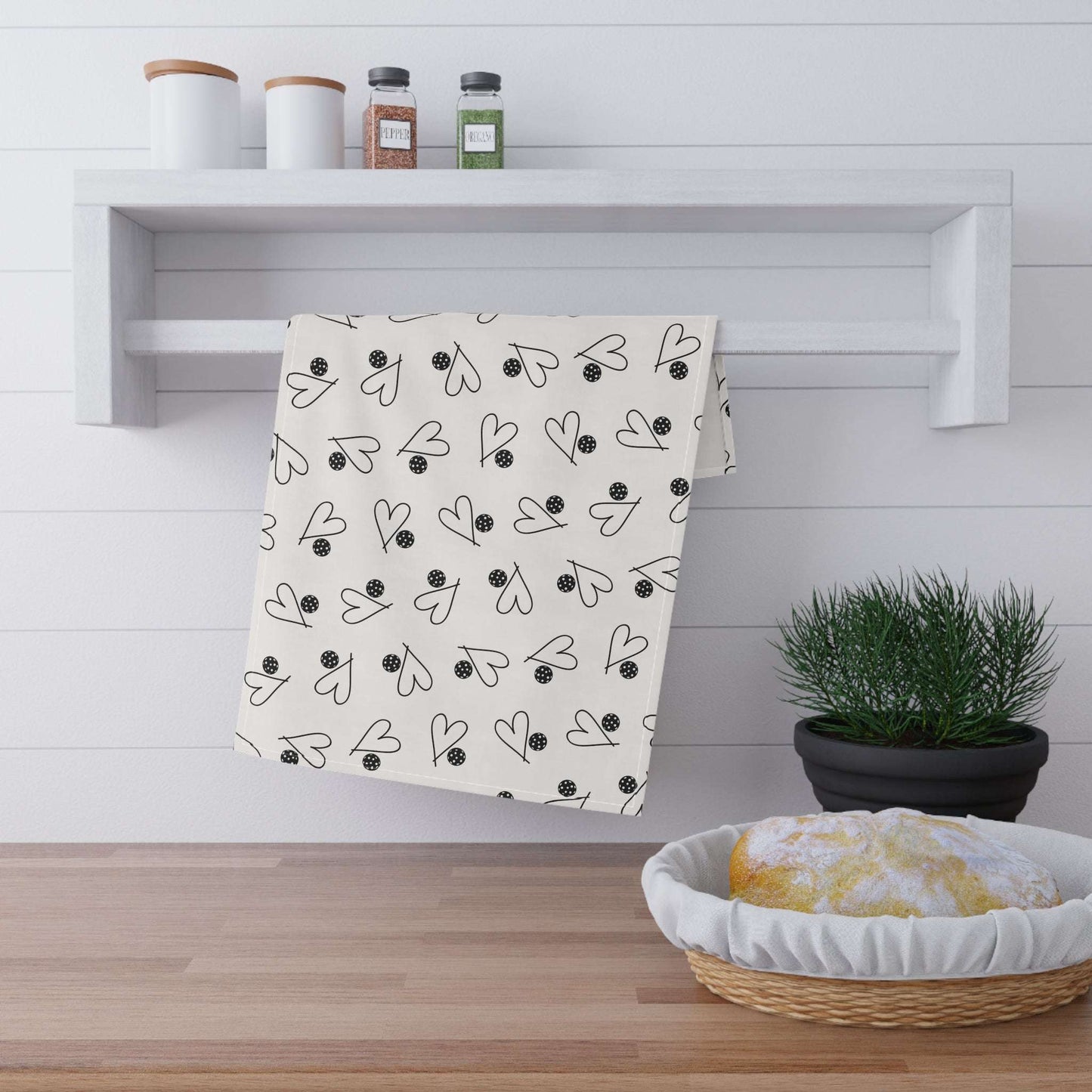 Pickleball Fun Tea Towel - Heart and Ball