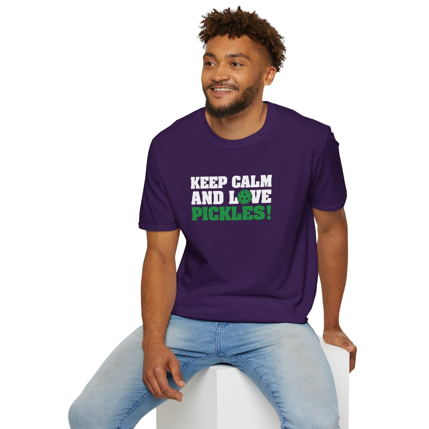 Men's Funny Pickleball T-shirt - Keep Calm and Love Pickles