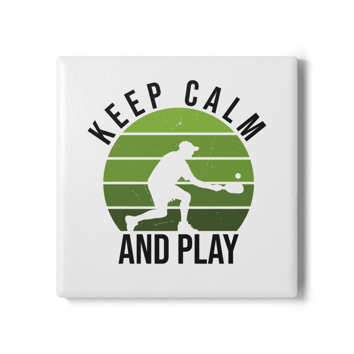 Pickleball Stylish Ceramic Coaster - Keep Calm and Play White