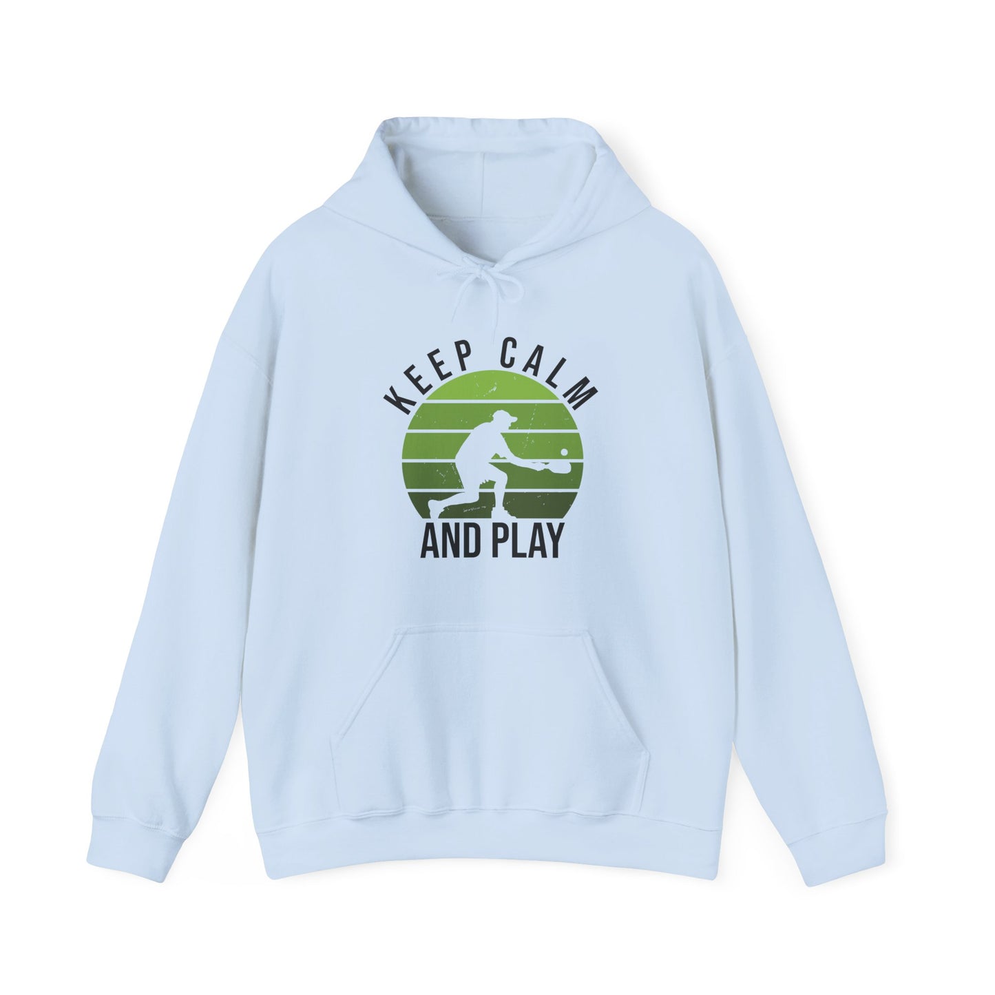 Women's Durable Pickleball Hoodie - Keep Calm and Play Blue