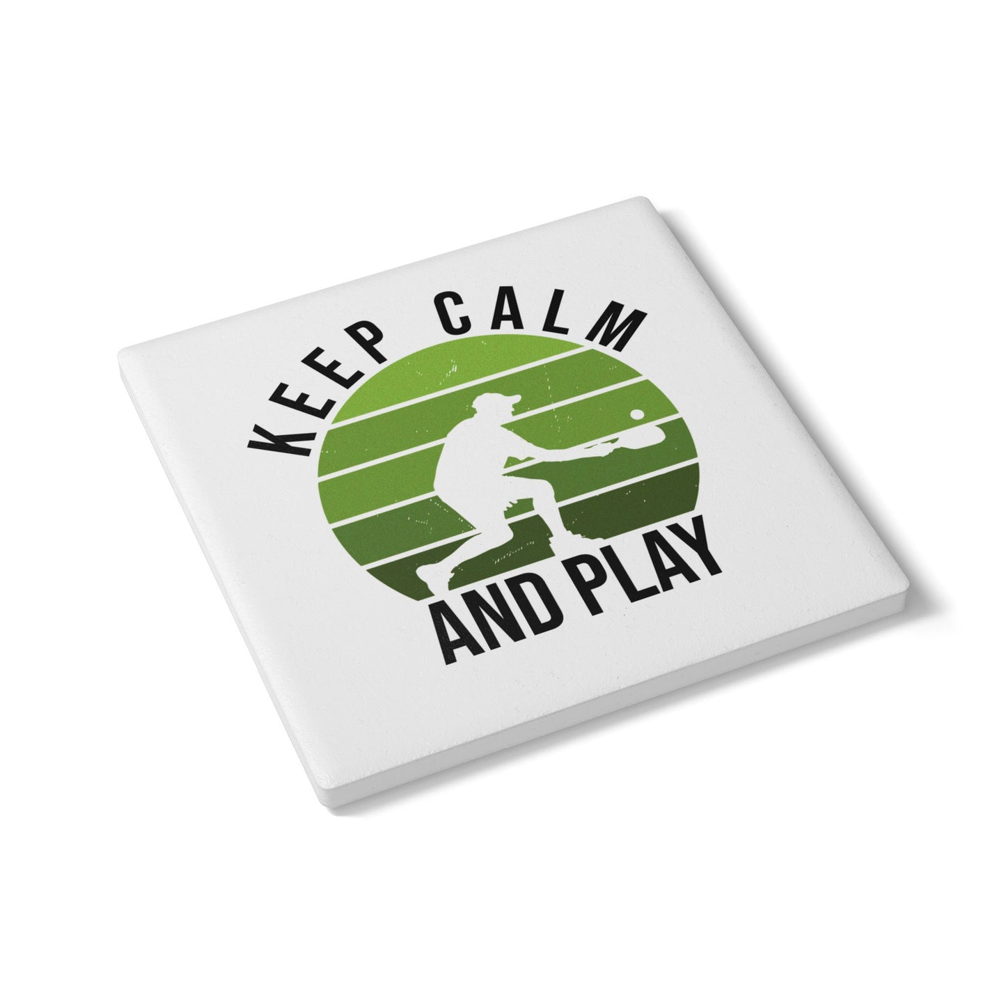 Pickleball Stylish Ceramic Coaster - Keep Calm and Play