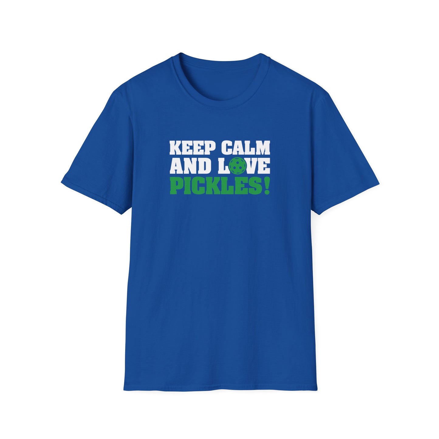 Men's Funny Pickleball T-shirt - Keep Calm and Love Pickles Royal
