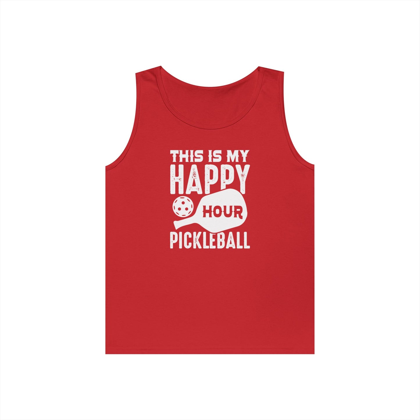 Women's Comfy Pickleball Tank Top - This Is My Happy Hour Pickleball Red
