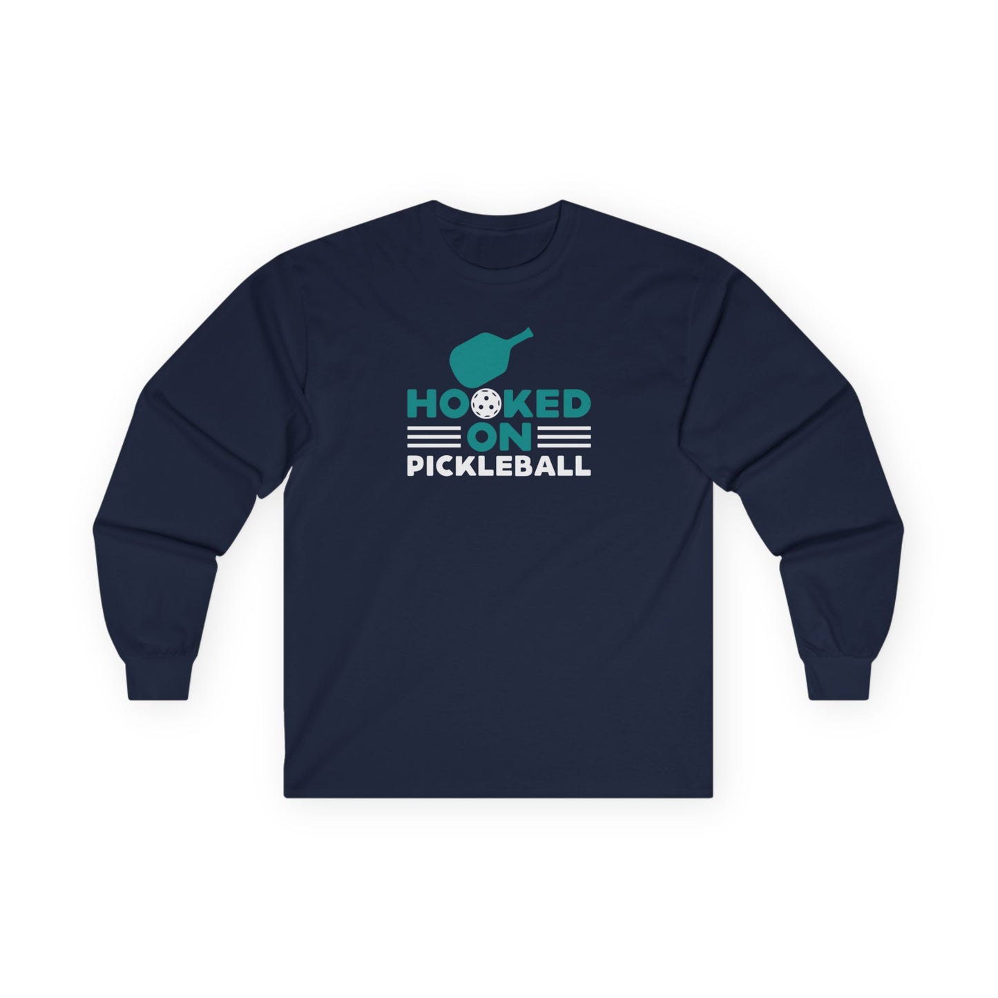 Men's Comfy Pickleball Long Sleeves top - Hooked on Pickleball Navy