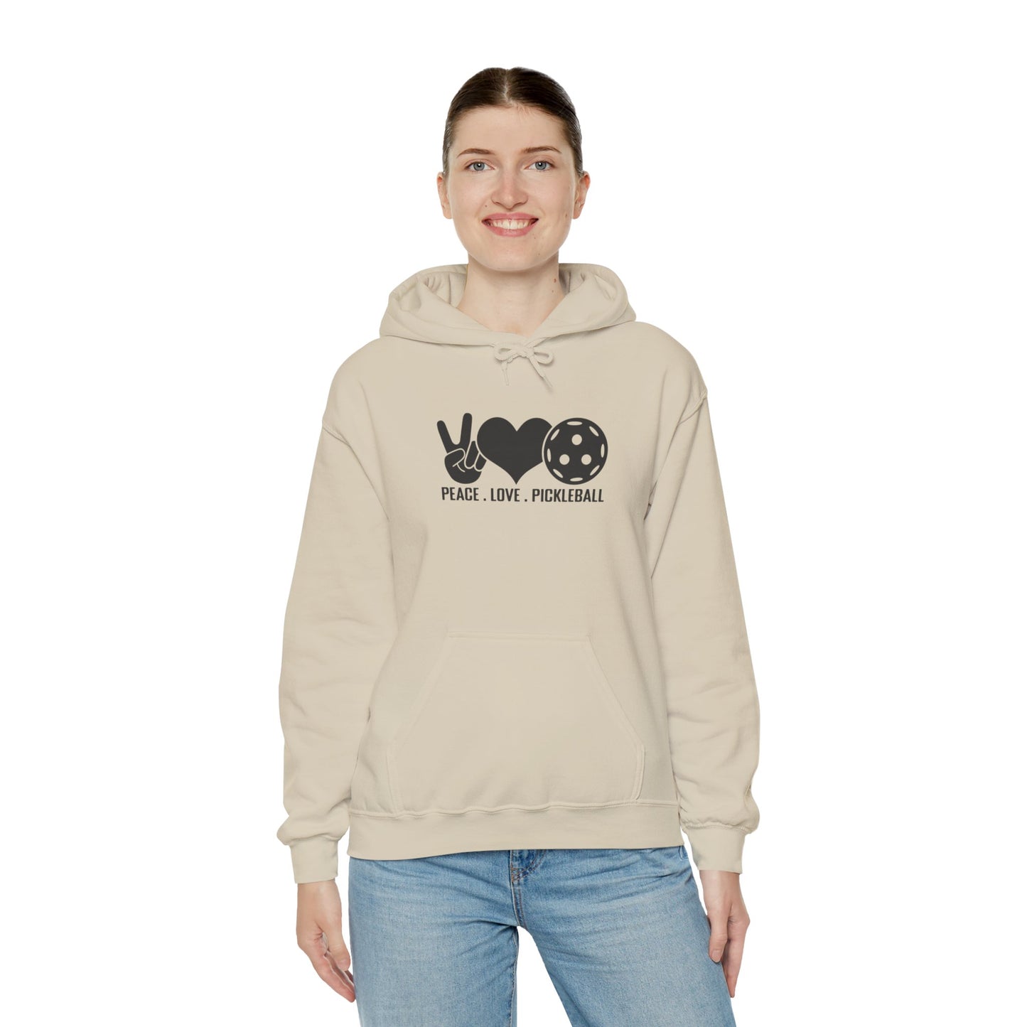 Women's Comfy Pickleball Hoodie - Peace, Love, Pickleball