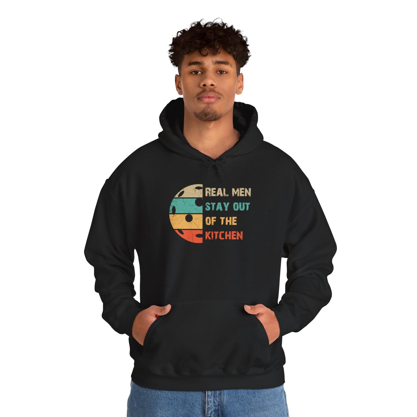 Men's Funny Pickleball Hoodie - Real Men Stay Out of the Kitchen Retro