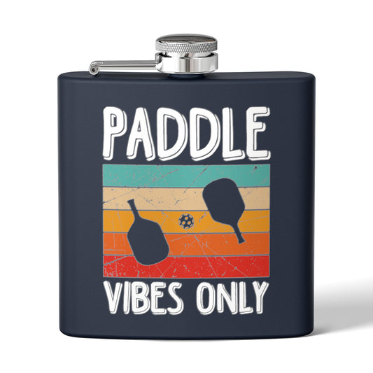 Pickleball Colorful Flask - Paddle Vibes Only Navy