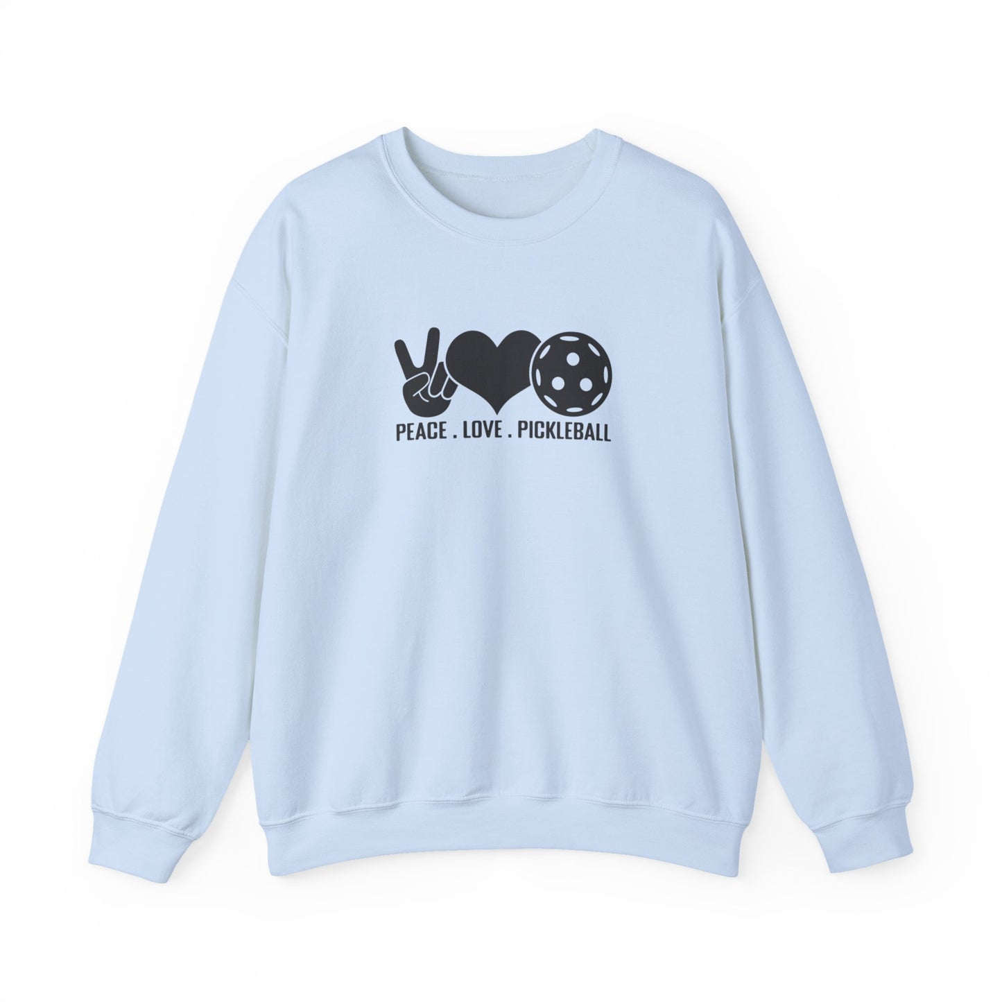 Women's Comfy Pickleball Sweatshirt - Peace, Love, Pickleball Blue
