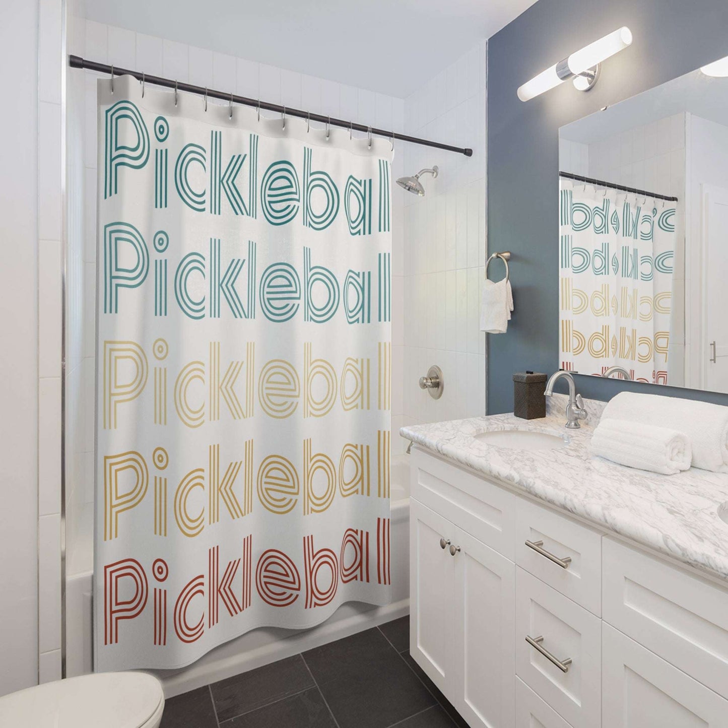 Pickleball Stylish Shower Curtain - Pickleball Repeat