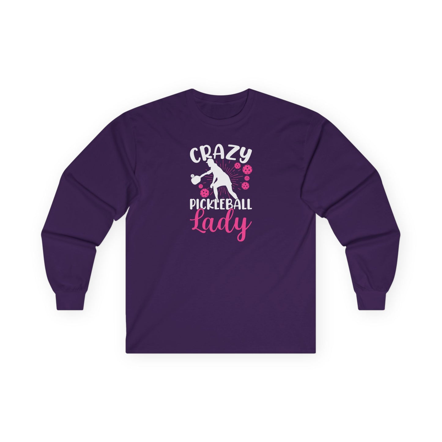 Women's Playful Pickleball Long Sleeves top - Crazy Pickleball Lady Purple