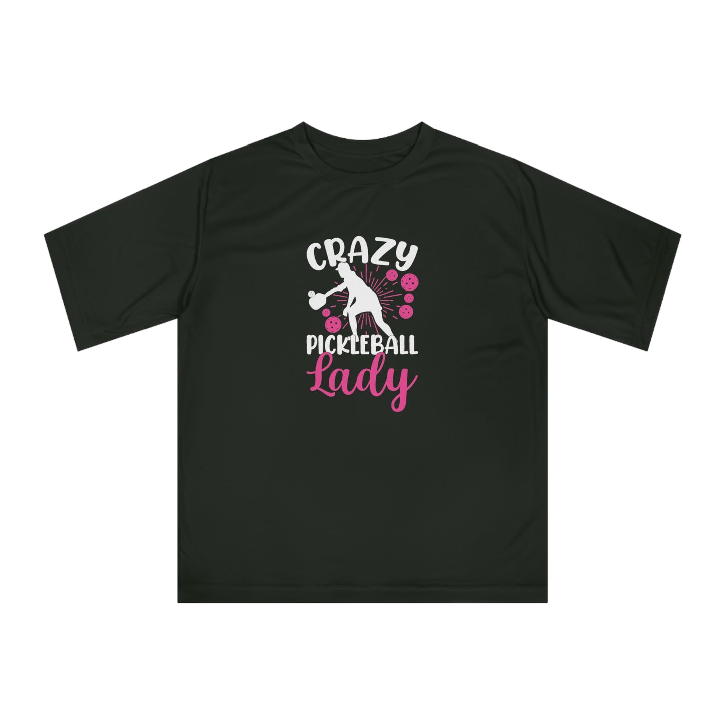 Women's Sporty Pickleball T-shirt - Crazy Pickleball Lady Black