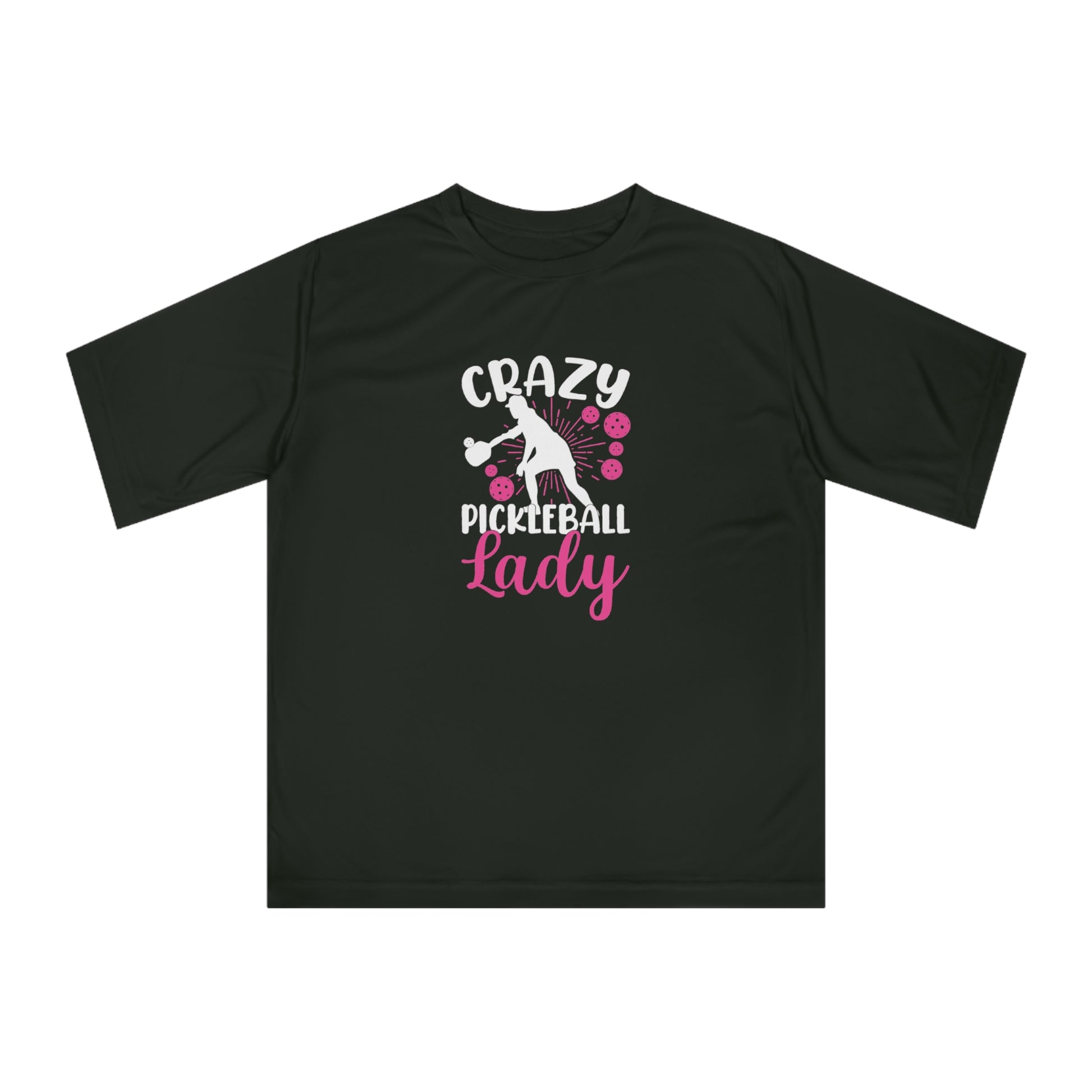 Women's Sporty Pickleball T-shirt - Crazy Pickleball Lady Black