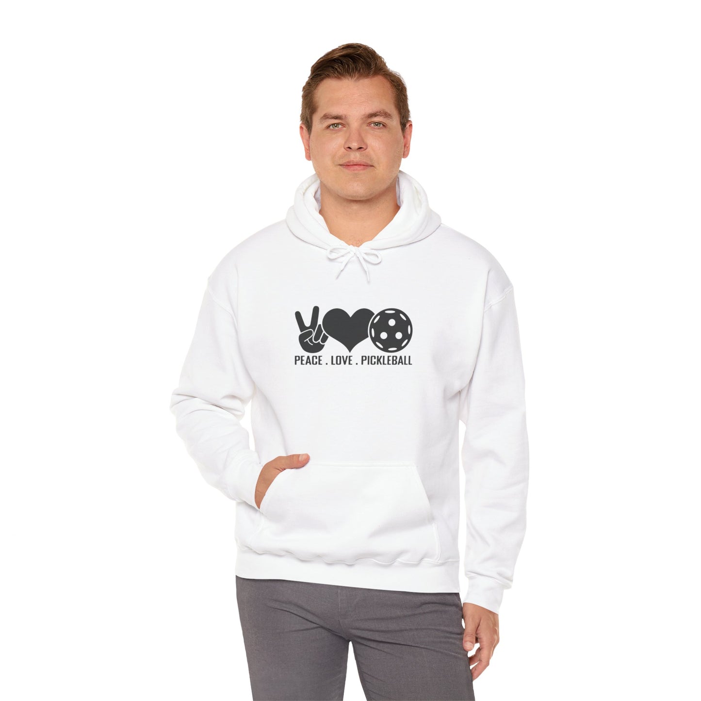 Men's Stylish Pickleball Hoodie - Peace, Love, Pickleball