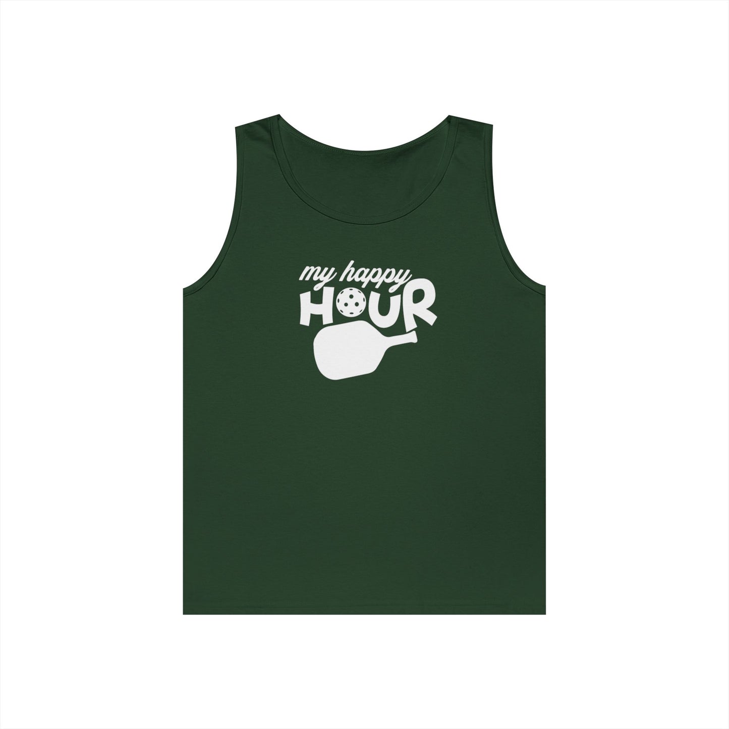 Men's Durable Pickleball Tank Top - My Happy Hour Green