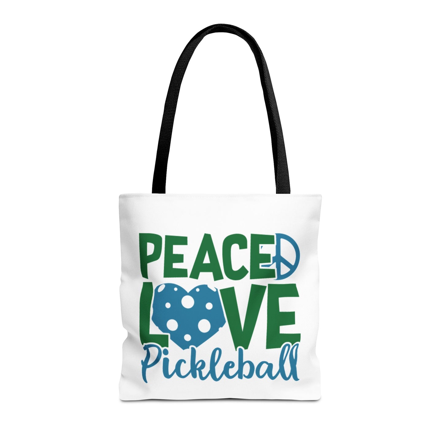 Pickleball Stylish Tote Bag - Peace, Love, Pickleball Black