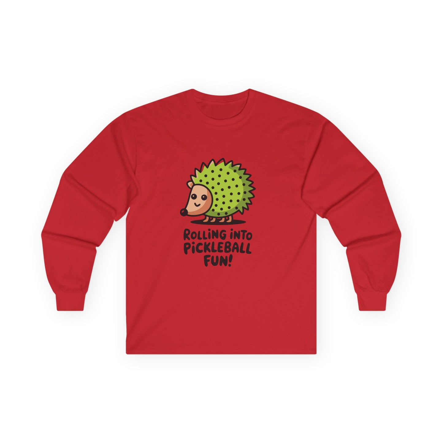 Women's Cute Pickleball Long Sleeves top - Rolling into Pickleball Fun Red