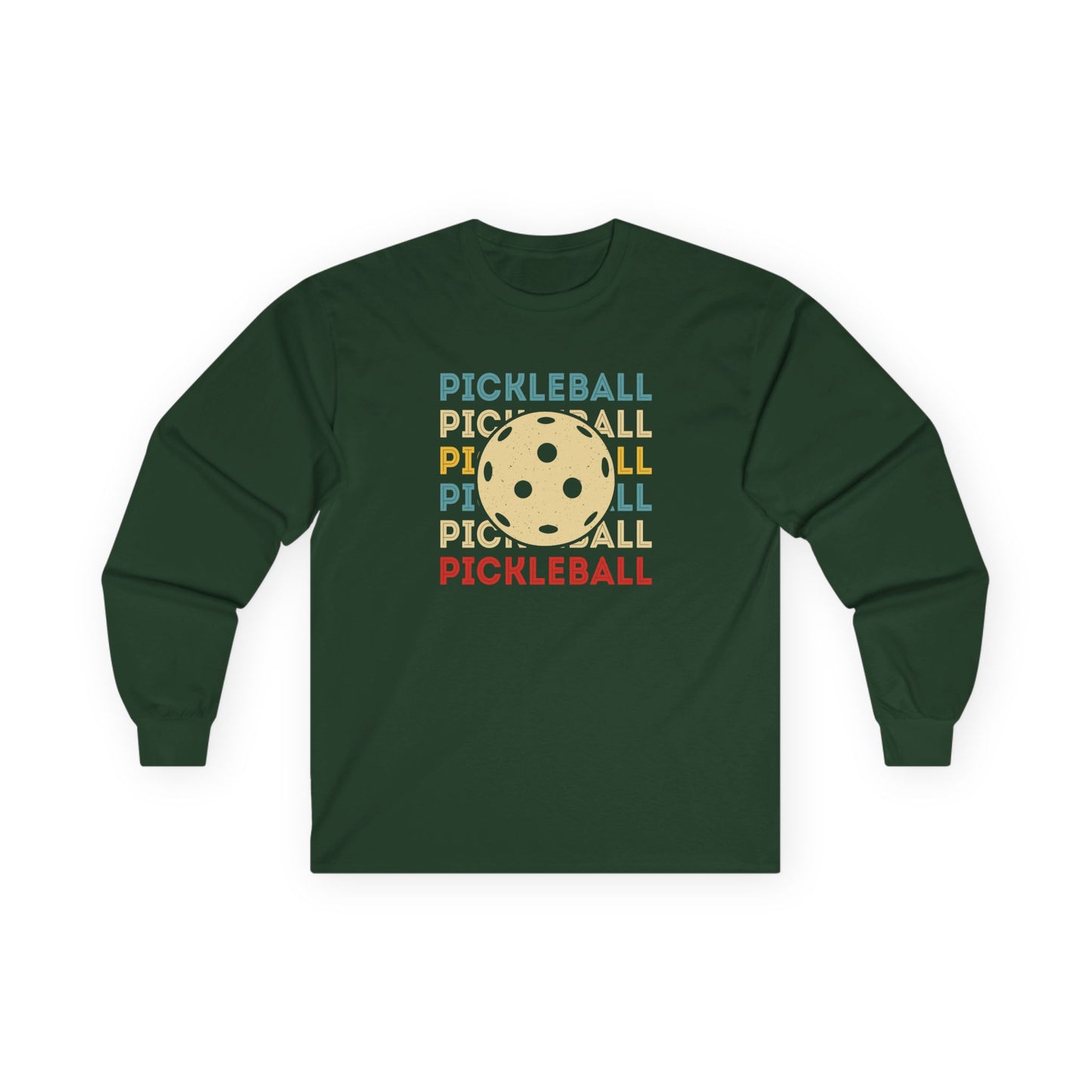 Men's Quirky Pickleball Long Sleeves top - Pickleball and Ball Green