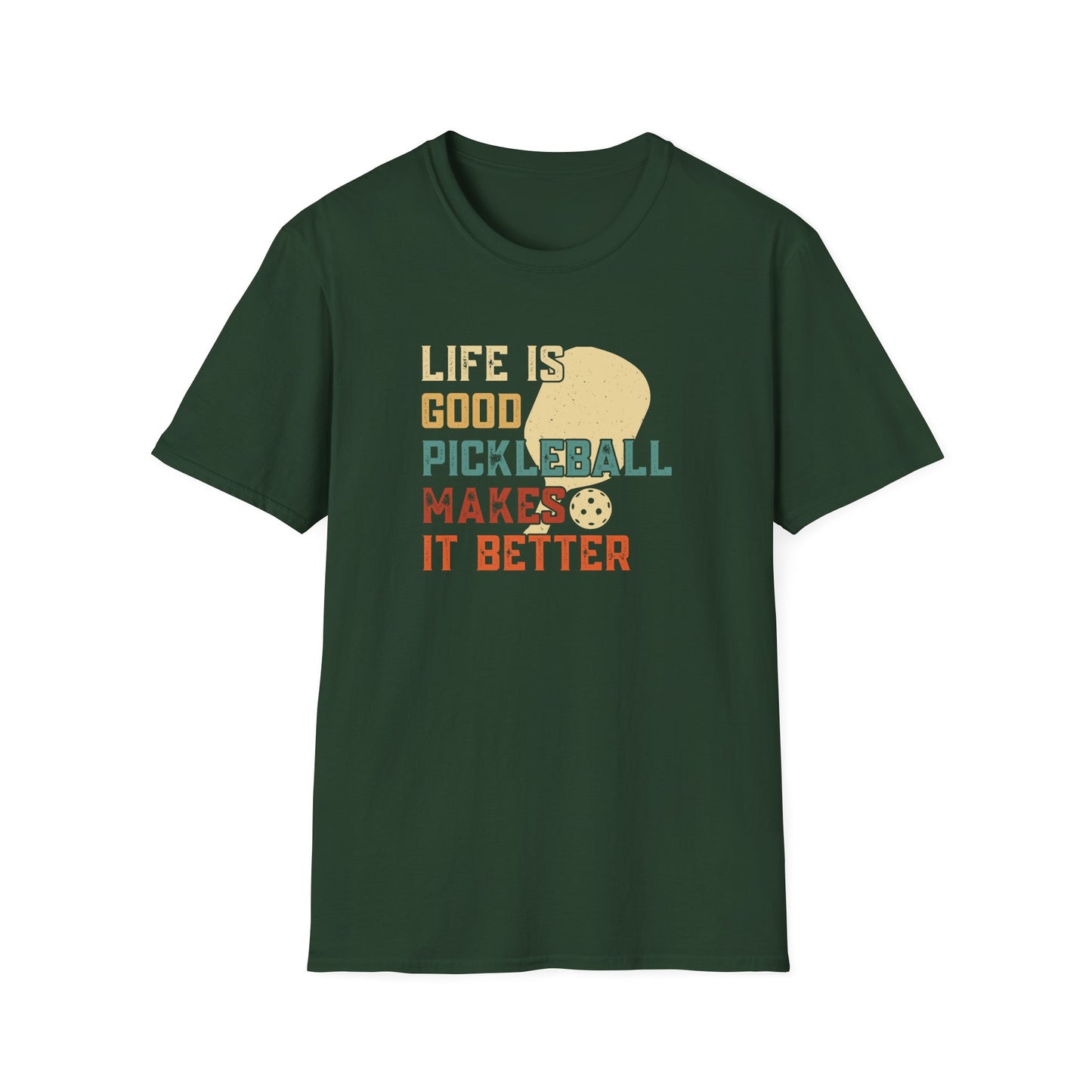Men's Cool Pickleball T-shirt - Life Is Good Pickleball Make It Better Green
